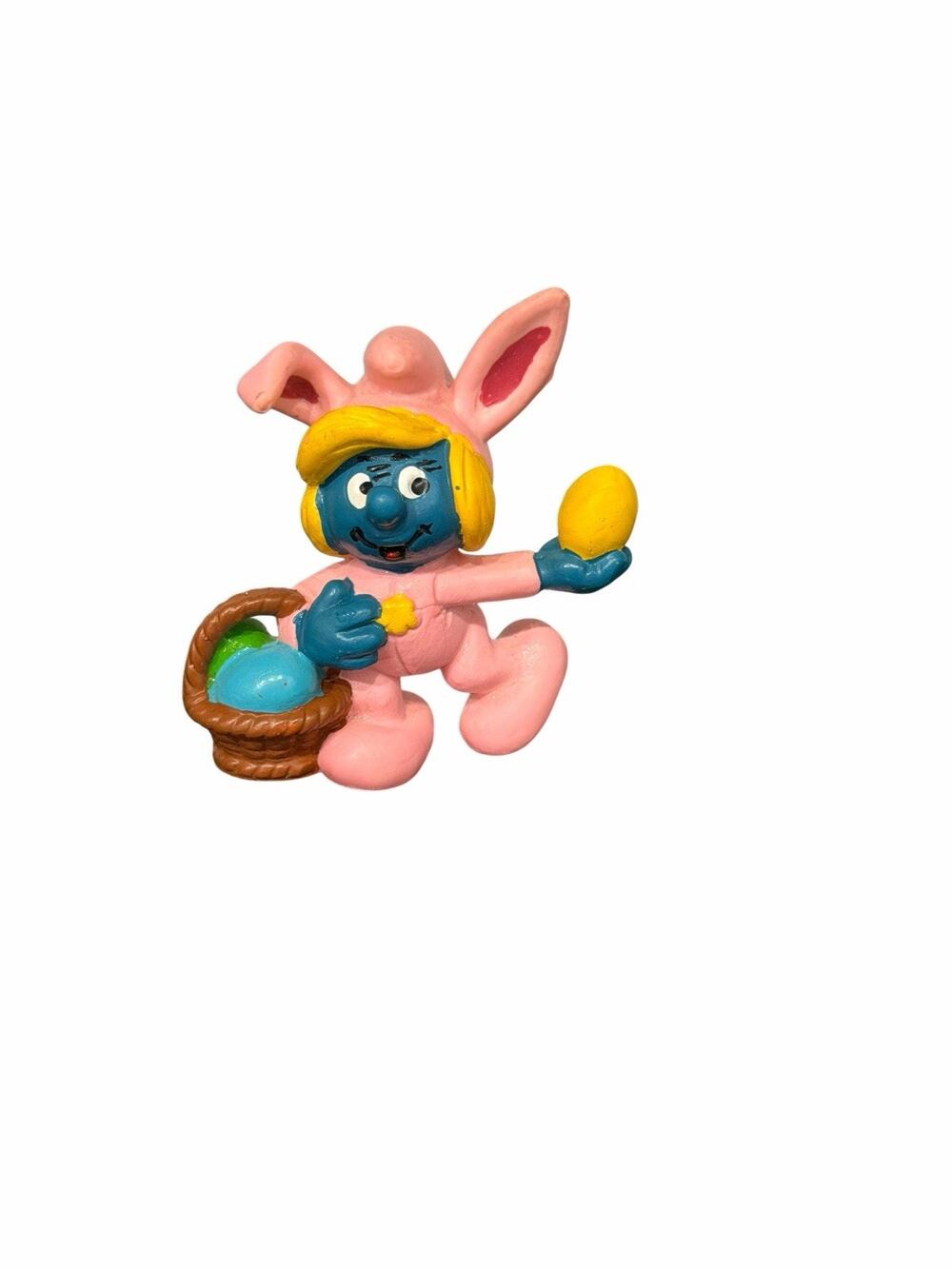 Vintage Smurfette Pink Easter Bunny Suit smurfs 1982 Peyo Made in Portugal
